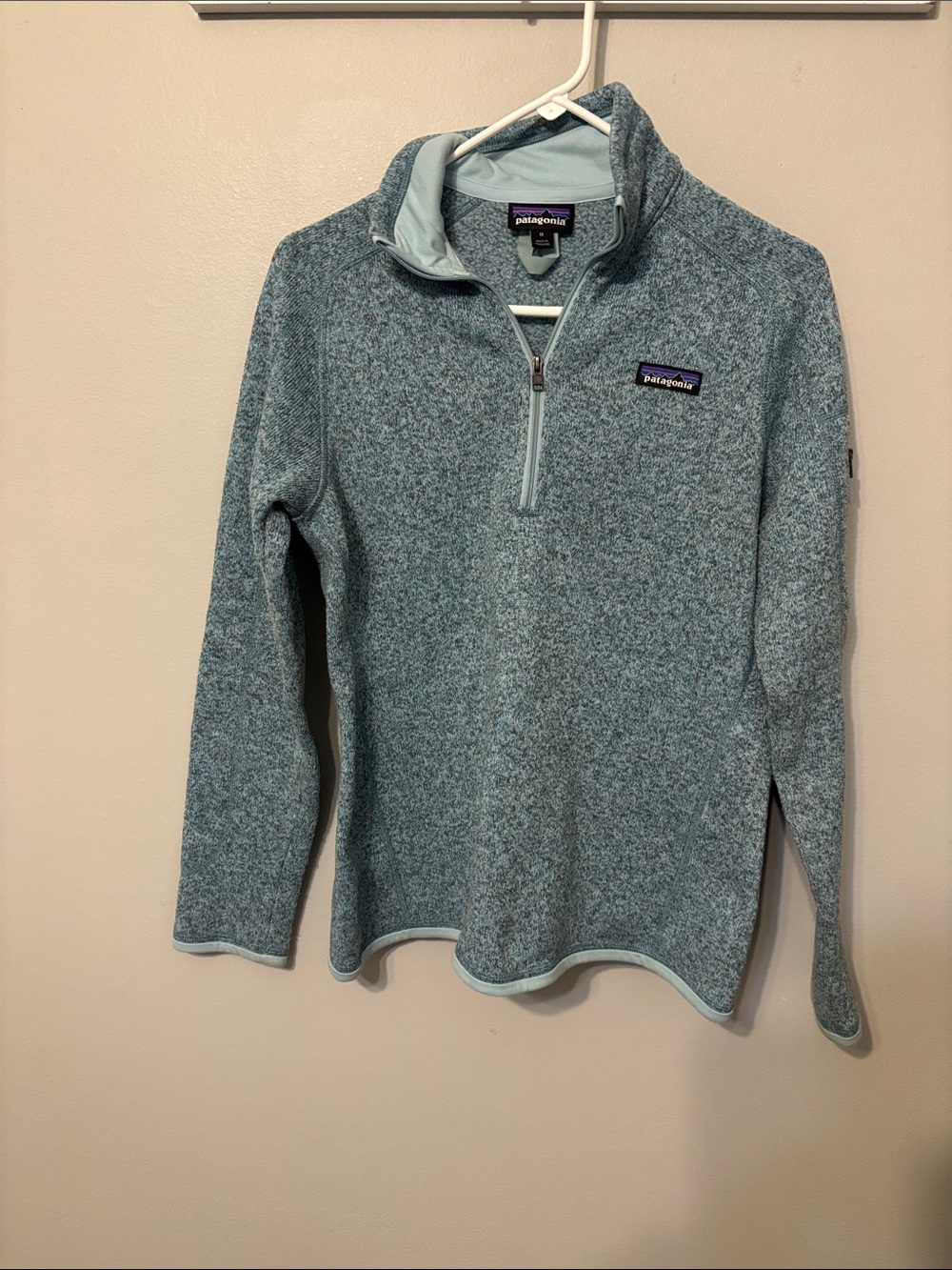 Patagonia Light Teal Half-Zip Cowl Pullover